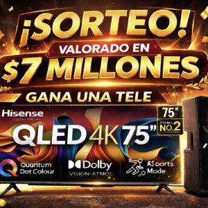 Sorteo de un TV de 75” full HD 4k, Cabina profesional 15”, valorizado en 7 millones